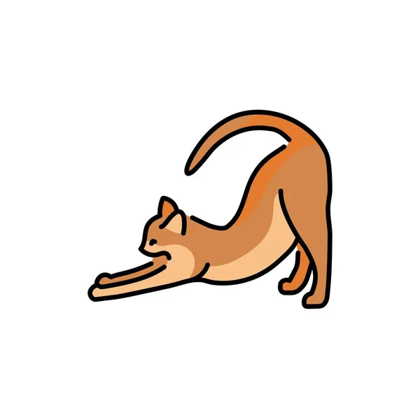 Happy cat stretches color line icon. Pictogram for web page - Stok Vektor