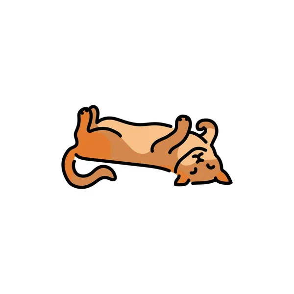 Happy sleeping cat on back color line icon. Pictogram for web page — Stock vektor