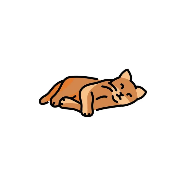 Happy sleeping cat color line icon. Pictogram for web page - Stok Vektor