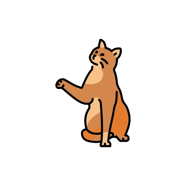 Sitting cat with paw color line icon. Pictogram for web page - Stok Vektor