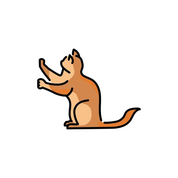 坐着的猫把爪子的颜色线图标磨尖了 移动应用程序 弹药的象形文字 — 图库矢量图片
