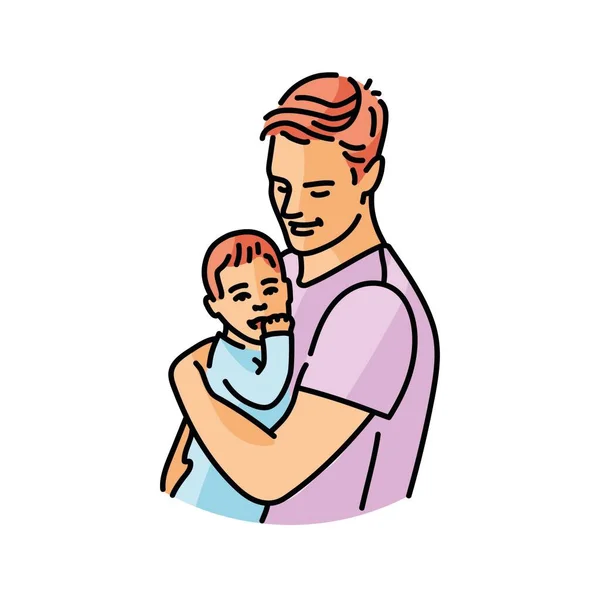 Father Baby Color Line Illustration Lgbt Adoption Children — Stock vektor