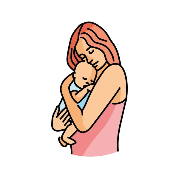 Cute Mother Baby Color Line Illustration Lgbt Adoption Children — Stock Vector