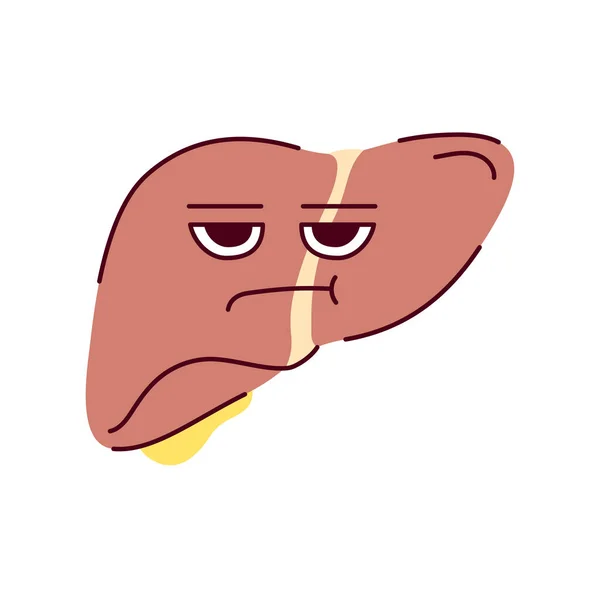 Ícone Linha Cor Fígado Órgão Humano Mascote Emoções Pictograma Para — Vetor de Stock