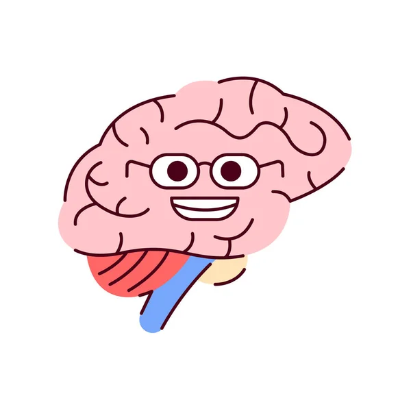 Icono Línea Color Del Cerebro Del Órgano Humano Mascota Emociones — Vector de stock