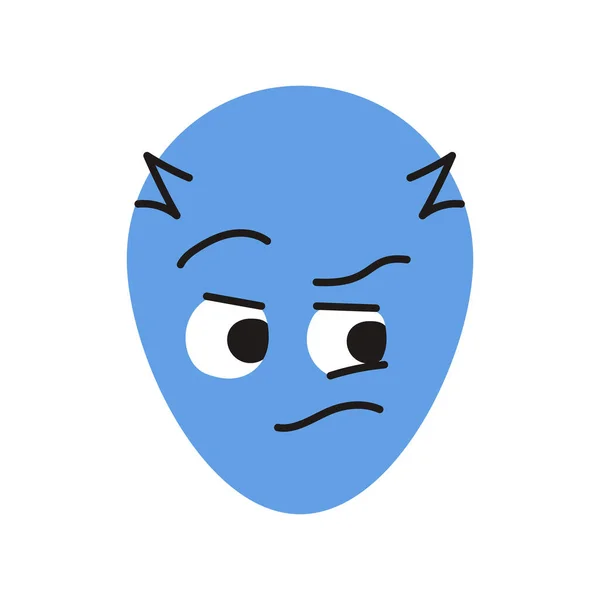 Ícone Linha Cor Personagem Azul Oval Mascote Emoções Pictograma Para —  Vetores de Stock