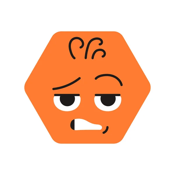 Šestihranná Oranžová Ikona Znakové Čáry Maskot Emocí Piktogram Pro Webovou — Stockový vektor