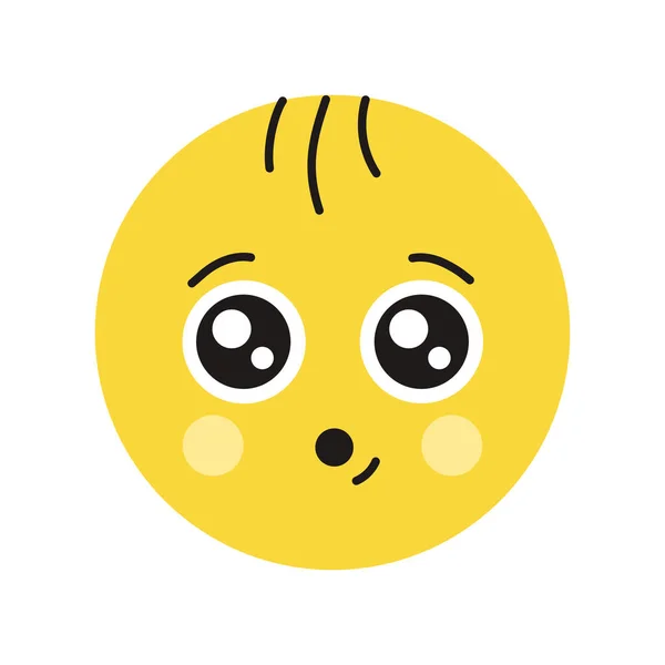 Icono Línea Color Amarillo Redondo Interesado Mascota Emociones Pictograma Para — Vector de stock