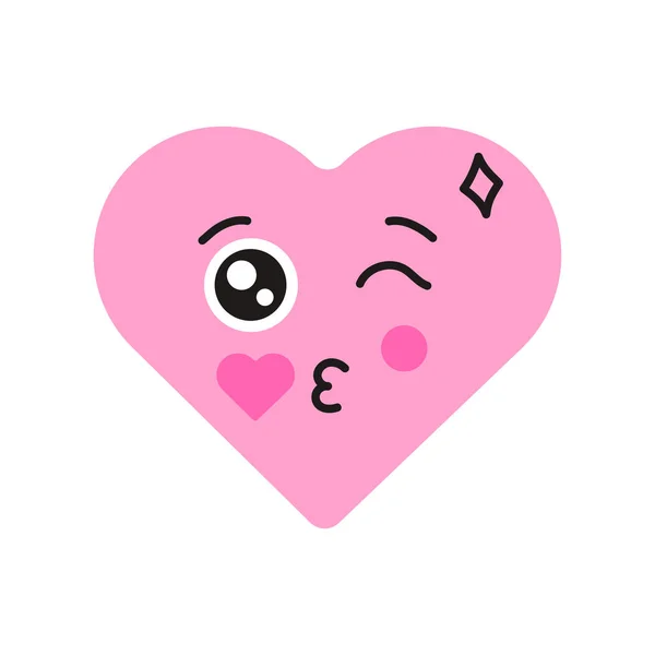 Pinkfarbener Schriftzug Form Eines Herzfarben Liniensymbols Maskottchen Der Emotionen Piktogramm — Stockvektor
