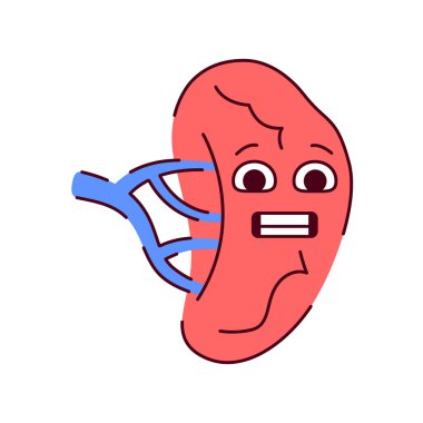 İnsan organı dalağı renk çizgisi simgesi. Duyguların maskotu. 