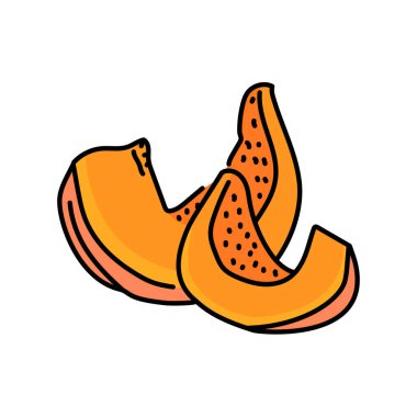 Doğranmış balkabağı renk çizgisi simgesi. Doğal sebze. Web sayfası, mobil uygulama, tanıtım için resim grafiği.