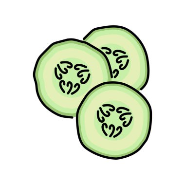 Doğranmış salatalık rengi simgesi. Doğal sebze. Web sayfası, mobil uygulama, tanıtım için resim grafiği.