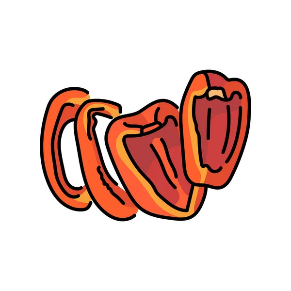 剪下红辣椒色线条图标 天然蔬菜 移动应用程序 弹药的象形文字 — 图库矢量图片
