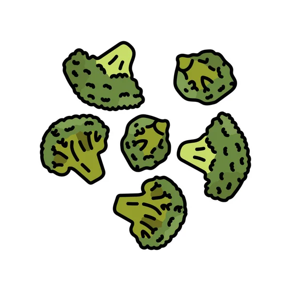Icona Della Linea Colori Broccoli Verdura Naturale Pittogramma Pagina Web — Vettoriale Stock