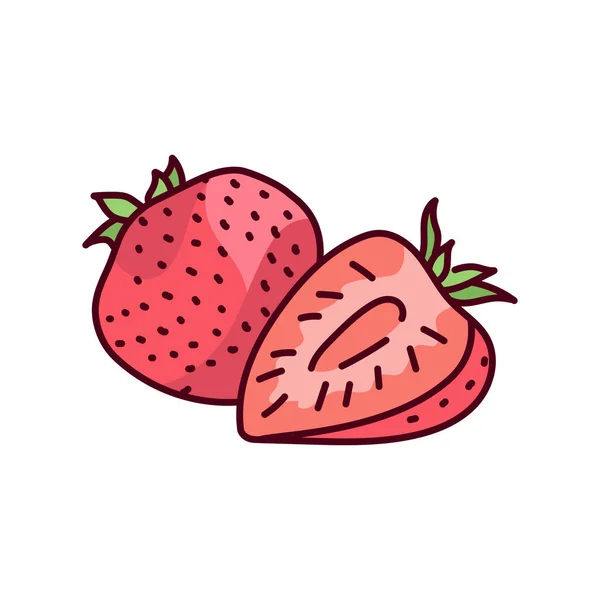 Strawberry Half Color Line Icon Pictogram Web Page Mobile App — Stock Vector