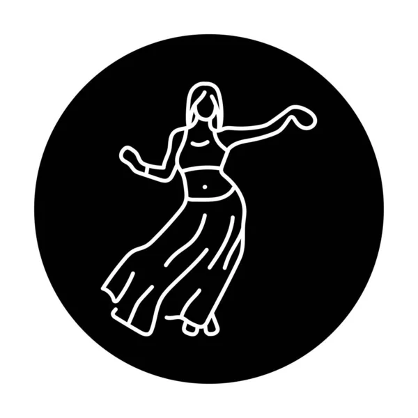 Женщина Исполняет Икону Священного Цвета Танцевальной Линии Современный Танец Пиктограмма — стоковый вектор