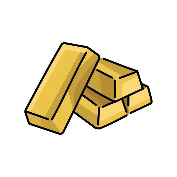 Gold Bars Color Line Icon Precious Stones Pictogram Web Page — Stock Vector