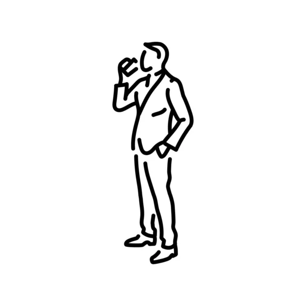 Geschäftsmann Trinken Kaffee Farbe Linie Symbol Mann Unternehmer Piktogramm Für — Stockvektor