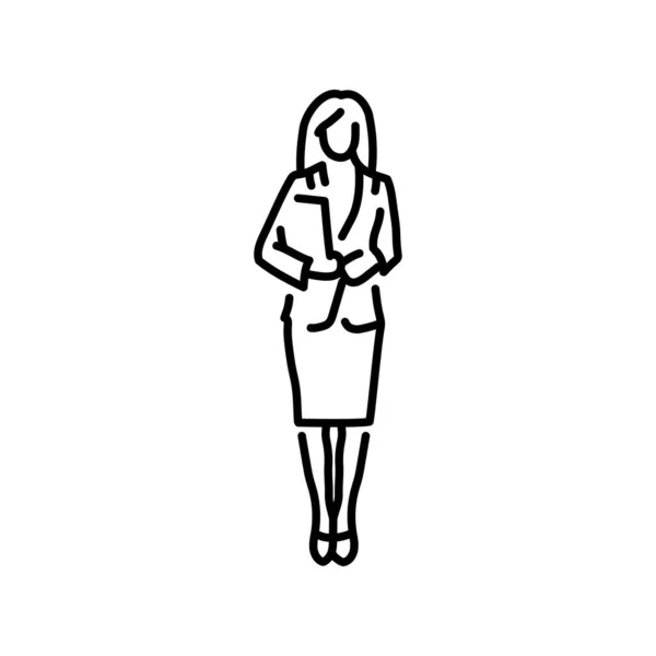 Businesswoman Color Line Icon Female Entrepreneur Pictogram Web Page Mobile — Stock Vector