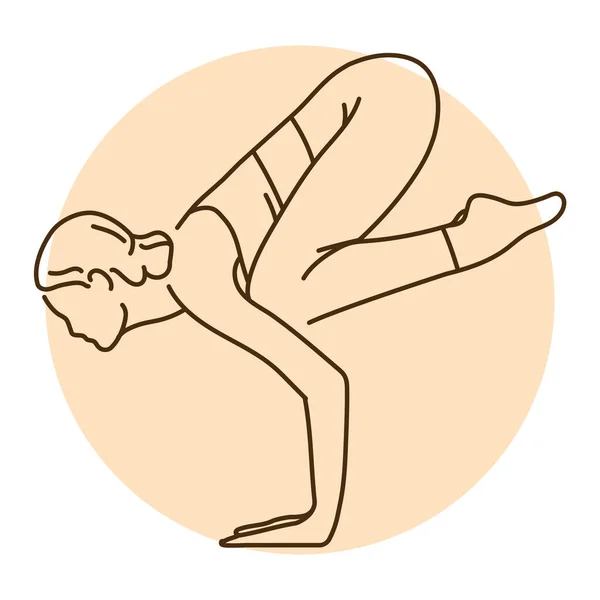 Bakasana Pose Guindaste Cor Linha Ilustração Pictograma Para Página Web — Vetor de Stock