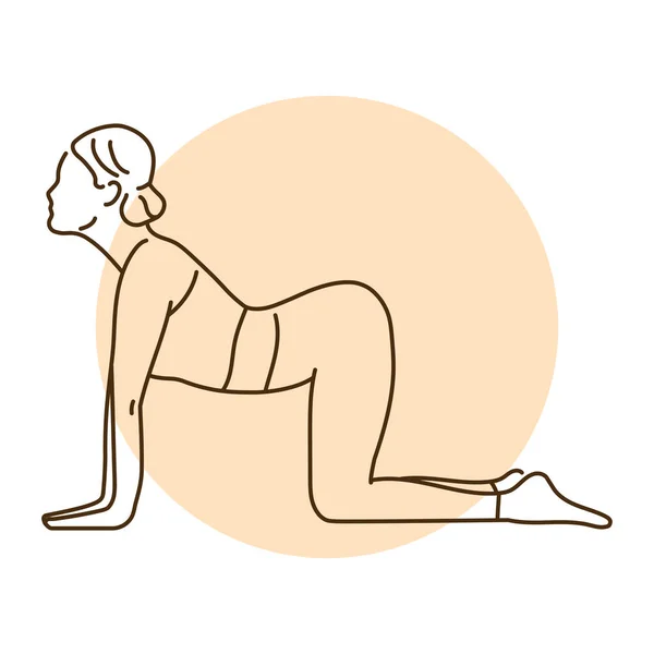 Marjariasana Chat Pose Illustration Ligne Couleur Pictogramme Pour Page Web — Image vectorielle