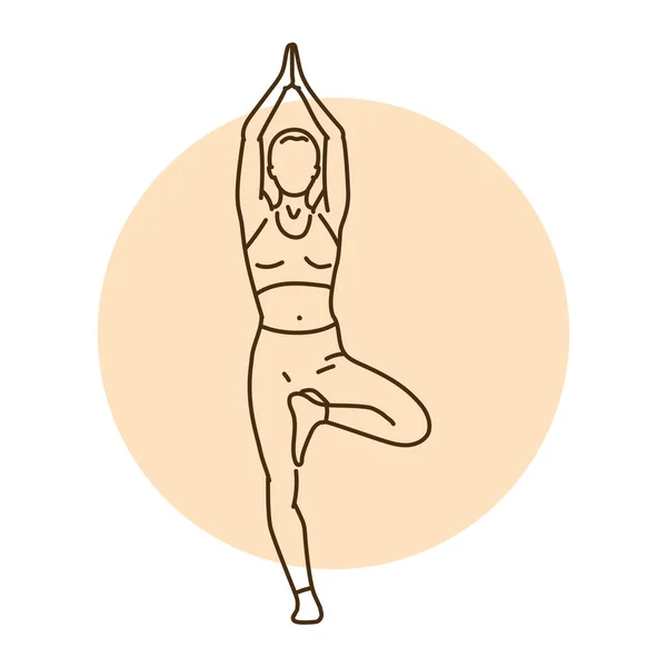 Tree Pose Vrikshasana Color Line Illustration Piktogramm Für Webseite Mobile — Stockvektor