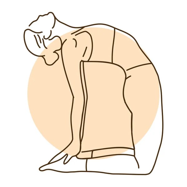 Ustrasana Camel Pose Illustration Ligne Couleur Pictogramme Pour Page Web — Image vectorielle