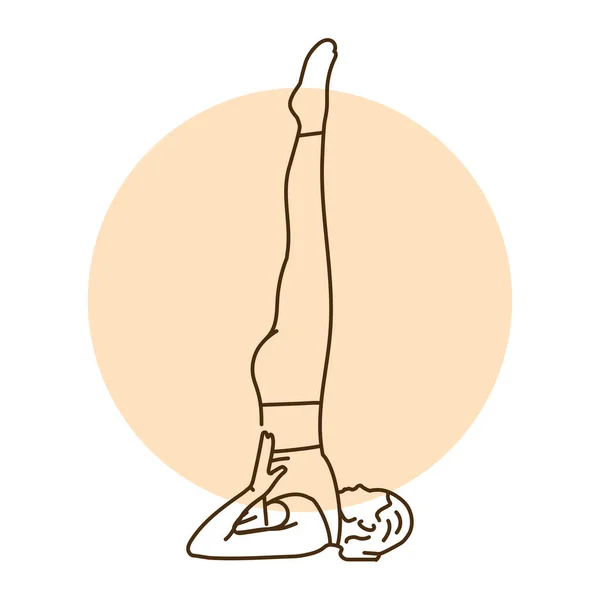 Sarvangasana Pose Bouleaux Illustration Ligne Couleur Pictogramme Pour Page Web — Image vectorielle