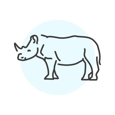 Gergedan renk çizgisi çizimi. Afrika Hayvanları