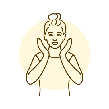 Neşeli kız renk çizgisi çizimine güler. İnsanların Davranışları