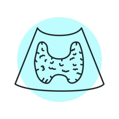 Ultrason tiroit bezi renk çizgisi çizimi. Kozmetoloji cilt bakımı kavramı.