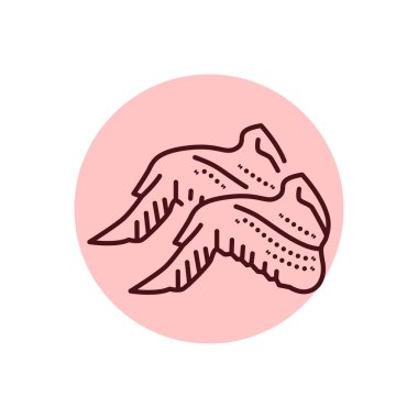 Tavuk kanadı renk çizgisi simgesi. Et doğrama. Web sayfası, mobil uygulama, tanıtım için resim grafiği.