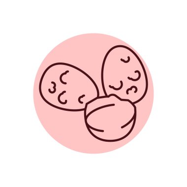 Bıldırcın yumurtası renk çizgisi simgesi. Et doğrama. Web sayfası, mobil uygulama, tanıtım için resim grafiği.