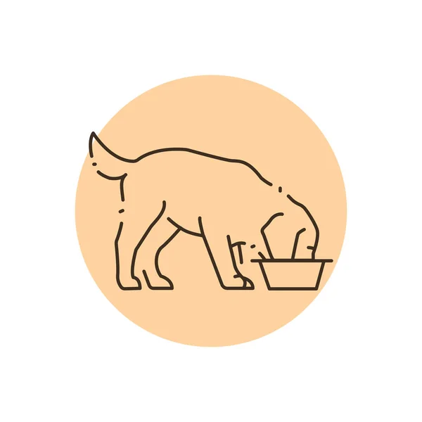 Alimentación Golden Retriever Icono Línea Color Cachorro Pictograma Para Página — Archivo Imágenes Vectoriales