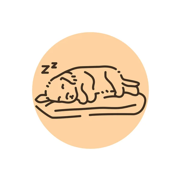 睡梦中的小狗彩线图标 移动应用程序 弹药的象形文字 — 图库矢量图片