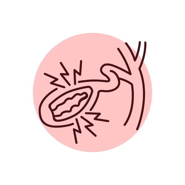 Icône Ligne Couleur Vésicule Biliaire Cholestérose Les Maladies Humaines Pictogramme — Image vectorielle