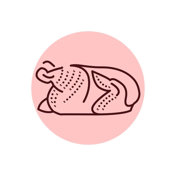Κοτόπουλο Κουφάρι Εικονίδιο Γραμμή Χρώμα Κόβω Κρέας Εικονόγραμμα Για Ιστοσελίδα — Διανυσματικό Αρχείο