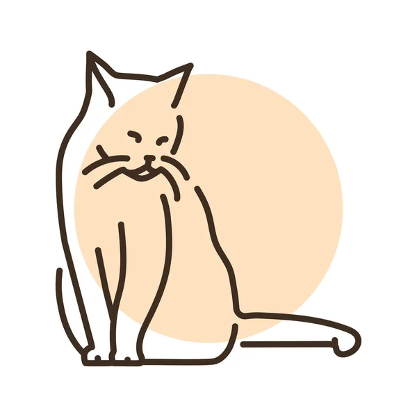 猫喜欢休息的彩色线条图标 移动应用程序 弹药的象形文字 — 图库矢量图片