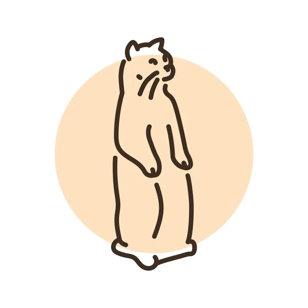 猫站在一个Gopher彩色线条图标的位置上 移动应用程序 弹药的象形文字 — 图库矢量图片