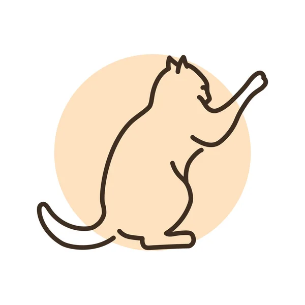 Evil Cat Fights Color Line Icon Pictogram Web Page Mobile - Stok Vektor
