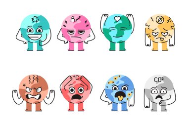 Gezegen maskotu renk çizgisi simgesi. Web sayfası, mobil uygulama, tanıtım için resim grafiği.