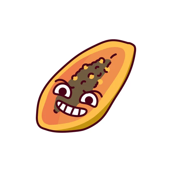 Böse Papaya Farbe Linie Symbol Maskottchen Der Emotionen Piktogramm Für — Stockvektor