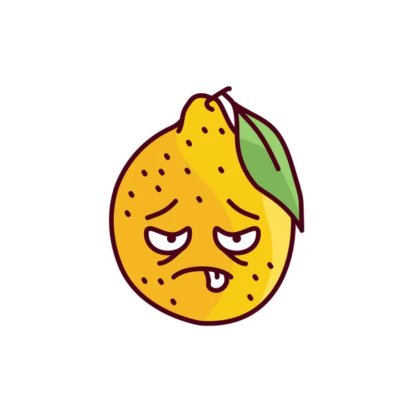 Müde Zitronenfarbe Linie Symbol Maskottchen Der Emotionen Piktogramm Für Webseite — Stockvektor