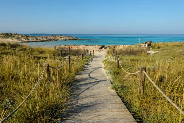 Plaża Trucadors Wyspie Formentera Położony Północny Wschód Wyspy Dostępem Przez — Zdjęcie stockowe