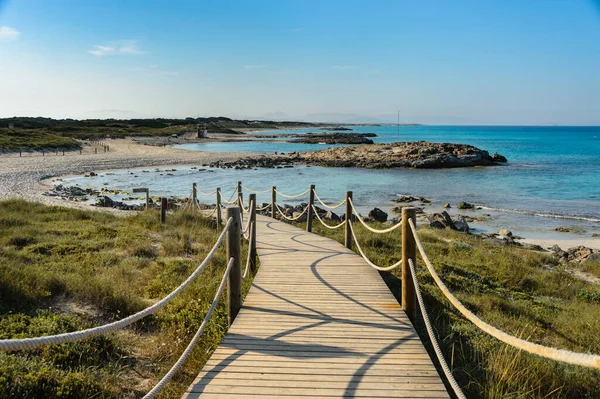 Praia Trucadors Ilha Formentera Localizado Nordeste Ilha Com Acesso Através — Fotografia de Stock