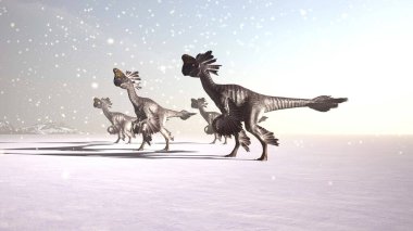 Kardaki dinozor. Son derece detaylı ve gerçekçi yüksek çözünürlüklü 3D görüntüleme
