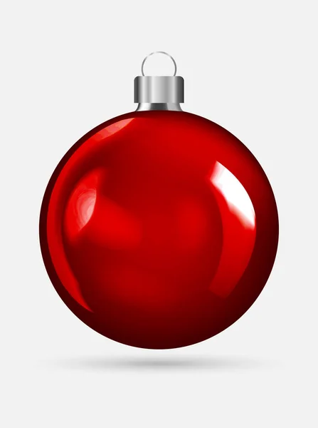 Realistische Rote Weihnachtskugel Isoliert Auf Weißem Hintergrund Aktienvektor Eps Weihnachtsdekoration — Stockvektor