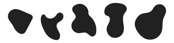随机抽象液体有机黑色不规则点状扁平设计流形矢量图集横幅简单形状模板演示设计 白色背景隔离 — 图库矢量图片