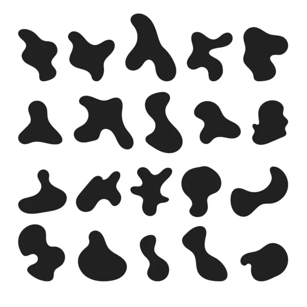 Zufällige Abstrakte Flüssige Organische Schwarze Unregelmäßige Flecken Formen Flachen Stil — Stockvektor