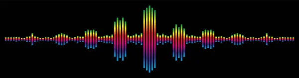Rainbow Färger Ljud Våg Svart Bakgrund — Stock vektor